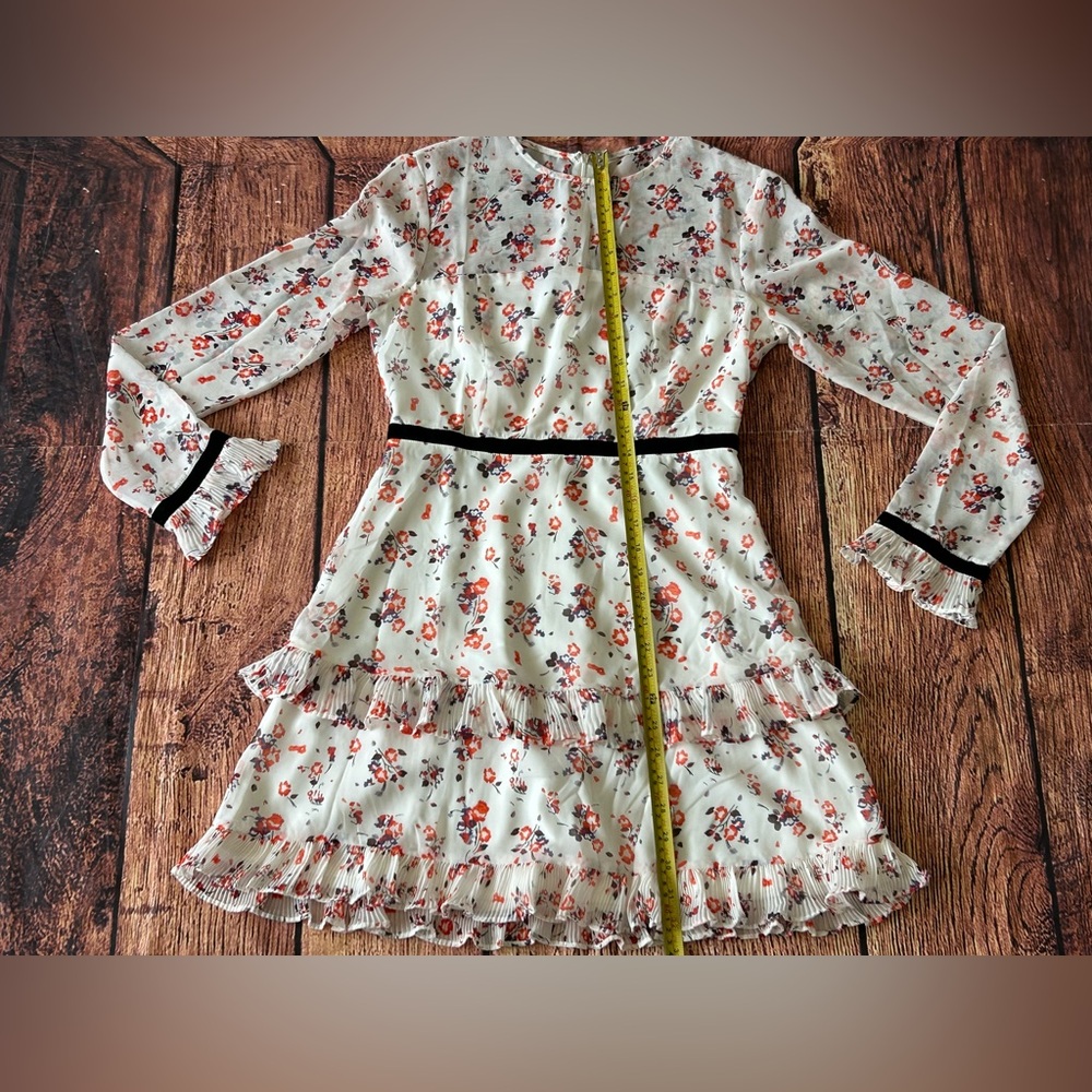 LuLus White Floral Print Long Sleeve Mini Dress Women’s Size Small‎ - Picture 8 of 15
